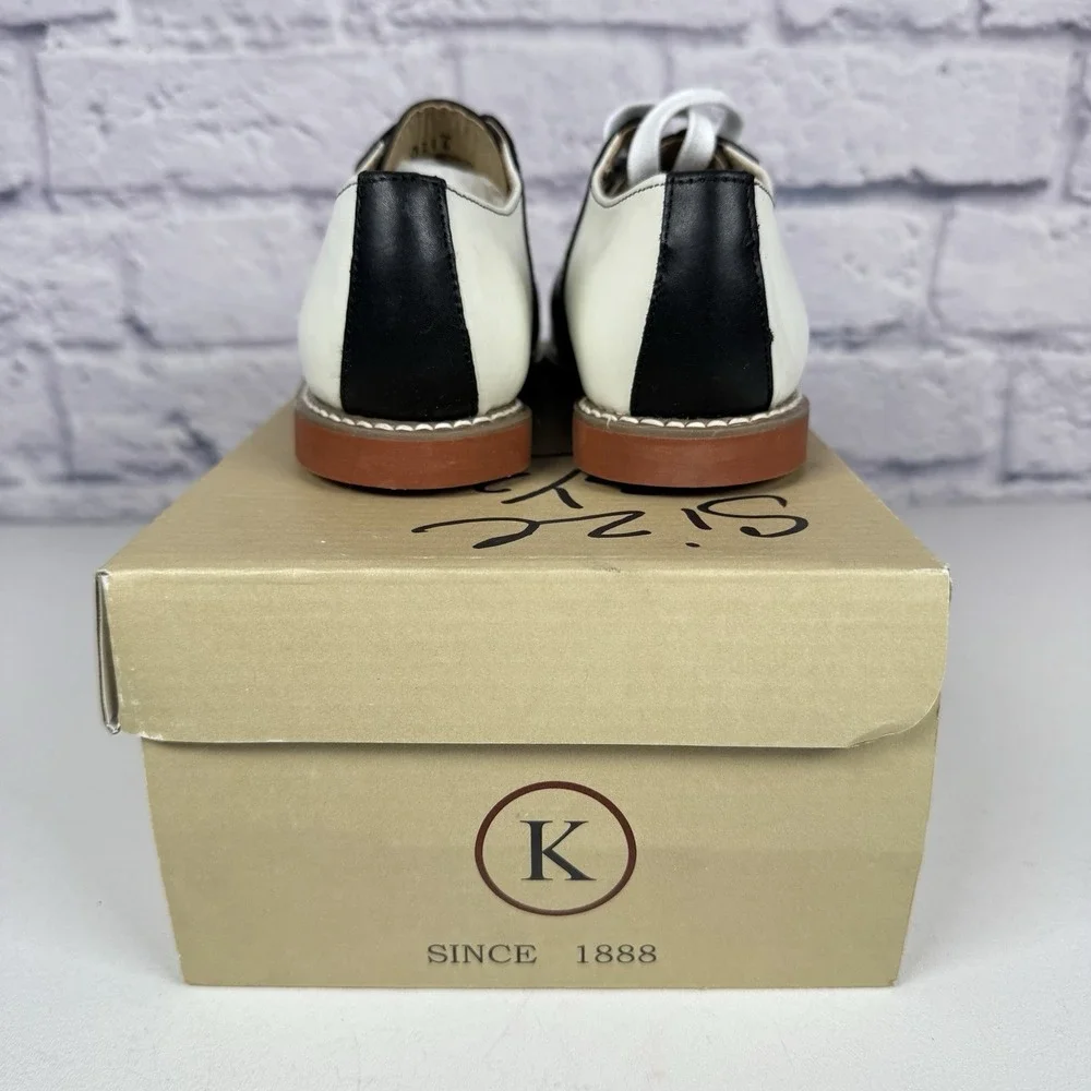 Kesco Classic White Black Saddle Shoes Leather Oxford Uniform 4667 Girls 13.5 EE - Picture 6 of 8